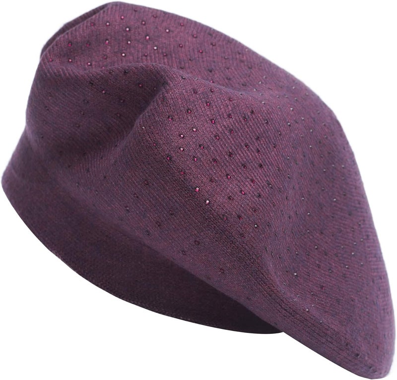 ZLYC Womens French Beret hat, Reversible Solid Color Mosaic Warm Beret Cap for Girls - Image 1